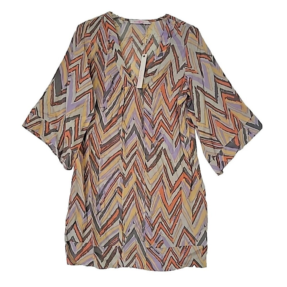 Alice & Trixie 100% Silk Geometric Pattern Mini Dress NYC - Womens Large NWT